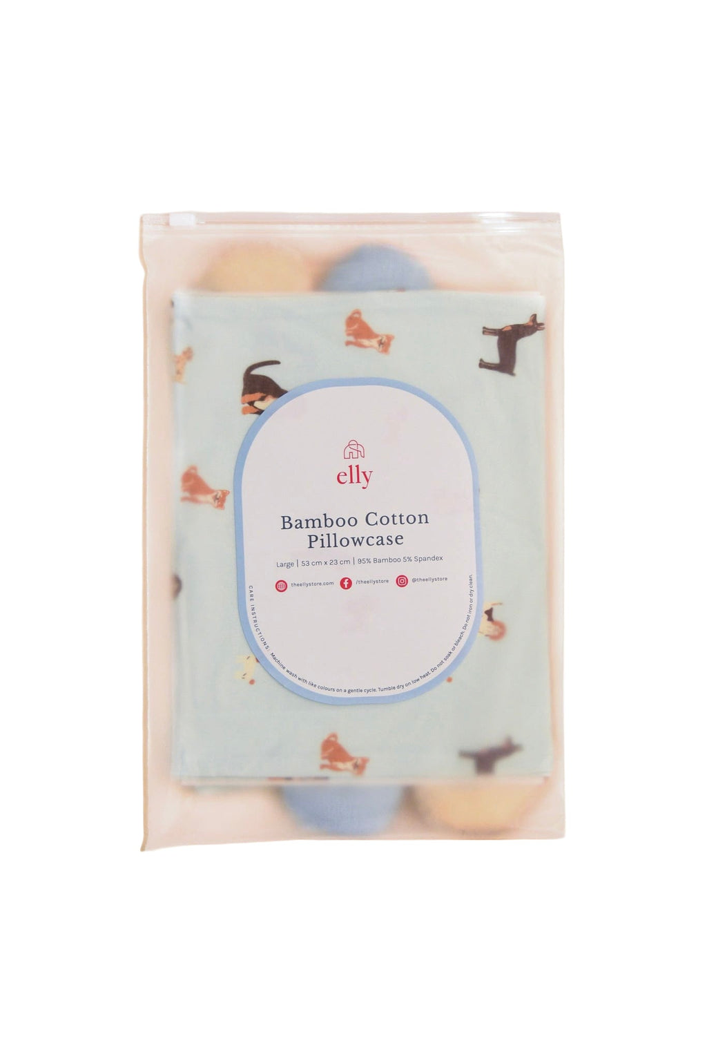 Bamboo Pillow Case - Blue Doggies (Pillow not included)