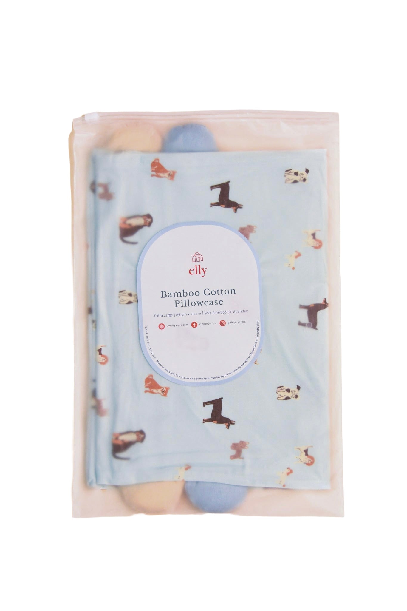 Bamboo Pillow Case - Blue Doggies (Pillow not included)